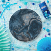 ブラック、ブラウン、グレー、ブルーの抽象芸術 モダン ペーパープレート (パーティー)