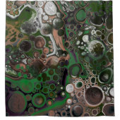 ブラック、ブラウン、ホワイト、グリーンの流体アート シャワーカーテン (正面)