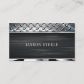 ブラック ブラシ仕上げのメタルとダイヤモンド プレート 名刺 (正面)