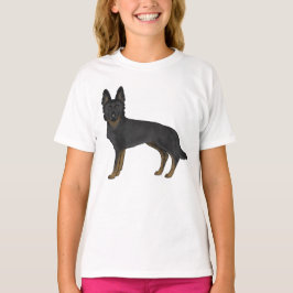 ブラック+ブラック・ジャーマンシェパードのキャラクターイラスト Tシャツ