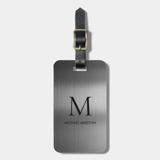ブラック+ブラッシュド+メタリックのモノグラムがおしゃれ ラゲッジタグ (正面縦)