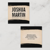 ブラック・ブラッシュド | 紙のテクスチャ スクエア名刺 (正面/裏面)