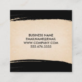 ブラック・ブラッシュド | 紙のテクスチャ スクエア名刺 (裏面)