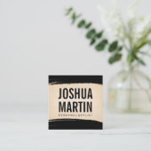 ブラック・ブラッシュド | 紙のテクスチャ スクエア名刺 (スタンド正面)