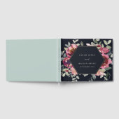 ブラック ブラッシュ バーガンディ ウォーターカラー フラワーズ ウェディング ゲストブック (全面)