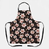 ブラック ブラッシュ ピンク ローズ ゴールド フラワーブライダルシャワー エプロン (正面)