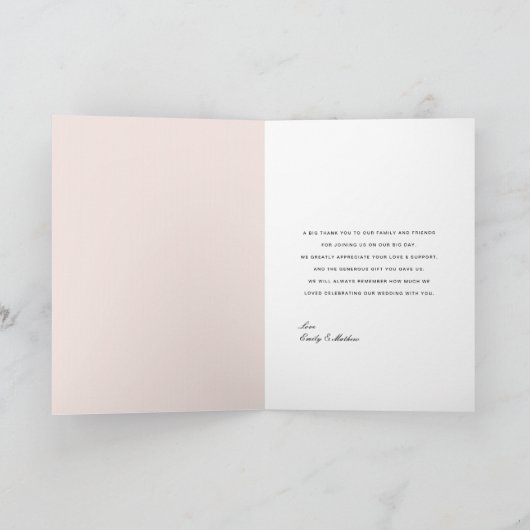 ブラック ブラッシュ フラワーズ ウォータカラー ウェディング サンクス サンキューカード (内部)