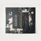 ブラック ブラッシュ フローラル ウォーターカラーエンゲージメント ウェルカム タペストリー (正面(横))