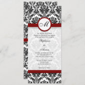 ブラック/ブルガンディダマスクモノグラム結婚式招待状 招待状 (正面/裏面)