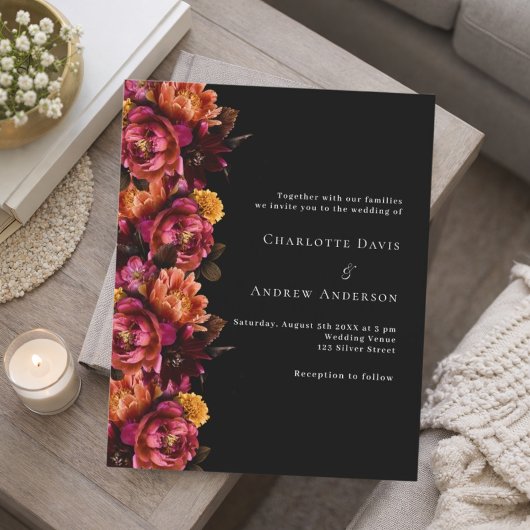 ブラック・ブルゴーニュ・ムーディ・結婚式招待状