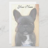 ブラック·ブルドフランスのッグ·アート·スタテーション 便箋 (正面/裏面)