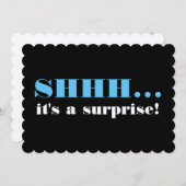 ブラック&ブルーのサプライズ誕生日パーティーの招待状 招待状 (正面/裏面)