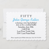 ブラック&ブルーのサプライズ誕生日パーティーの招待状 招待状 (裏面)