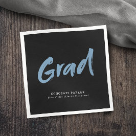 ブラック&ブルーのシンプルブモダンラシースクリプト スタンダードカクテルナプキン