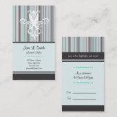 ブラック/ブルーのストライプハサミ 予約カード (正面/裏面)