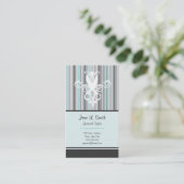 ブラック/ブルーのストライプハサミ 予約カード (スタンド正面)