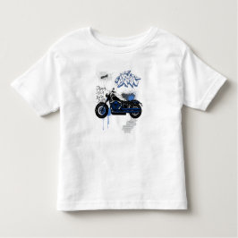 ブラック&ブルーのバイクのグラフィティグレー トドラーTシャツ