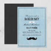 ブラック＆ブルーのヒゲ 新郎独身最後の夜の招待状 招待状 (正面/裏面)