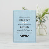 ブラック＆ブルーのヒゲ 新郎独身最後の夜の招待状 招待状 (スタンド正面)