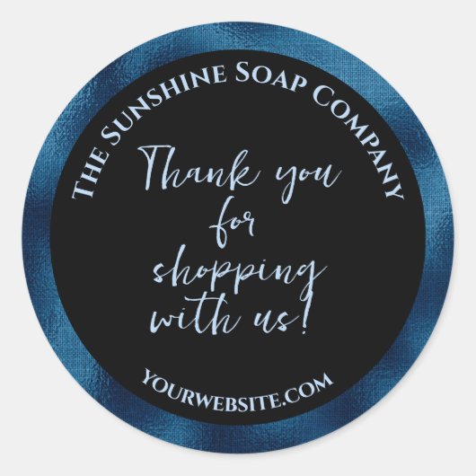 ブラック&ブルーのホイル感謝していは、私たちと一緒にショッピングのためにあなた ラウンドシール (正面)