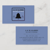 ブラック&ブルーアラームロゴ、セキュリティアラームサービス 名刺 (正面/裏面)
