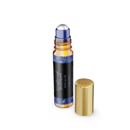 ブラック&ブルーグリッター香水ローラーボトルラベル ペットボトルラベル