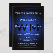 ブラック&ブルーグローモノグラムSF招待状 招待状 (正面/裏面)