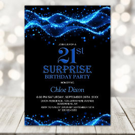ブラック&ブルーサプライズ21st誕生日パーティー 招待状