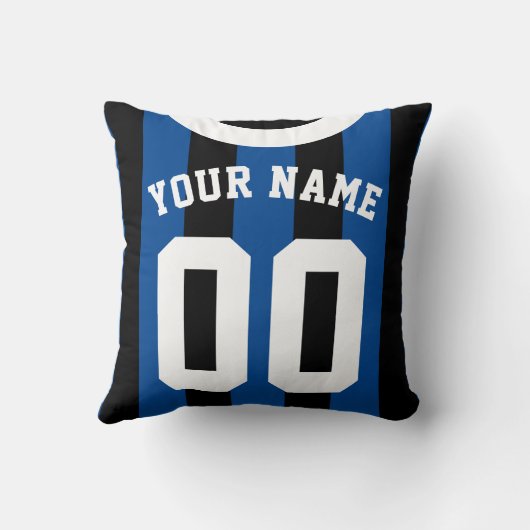 ブラック&ブルーストライプのスポーツジャージーテンプレート枕 クッション (裏面)