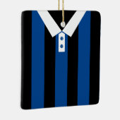 ブラック&ブルーストライプのスポーツジャージーテンプレート セラミックオーナメント (右)