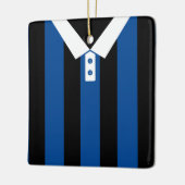 ブラック&ブルーストライプのスポーツジャージーテンプレート セラミックオーナメント (左)