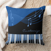 ブラック&ブルーミュージカルメロディ装飾用クッション クッション (ブランケット)