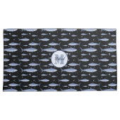 ブラック&ブルー名+水彩モノグラムシャーク 枕カバー (正面右)