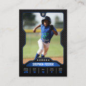 ブラック&ブルー野球トレーディングカード(統計あり) コーリングカード (正面)