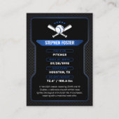 ブラック&ブルー野球トレーディングカード(統計あり) コーリングカード (裏面)