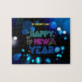 ブラック&ブルー ミッドナイトスパークルネオン 新年 ジグソーパズル