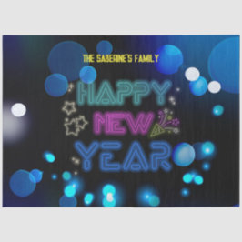 ブラック&ブルー ミッドナイトスパークル ネオン 新年 薄葉紙