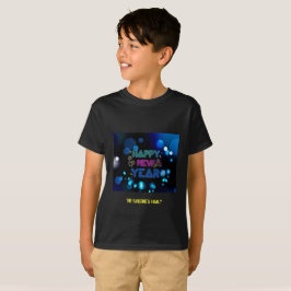 ブラック&ブルー ミッドナイト スパークル ネオン グロー 新年 Tシャツ