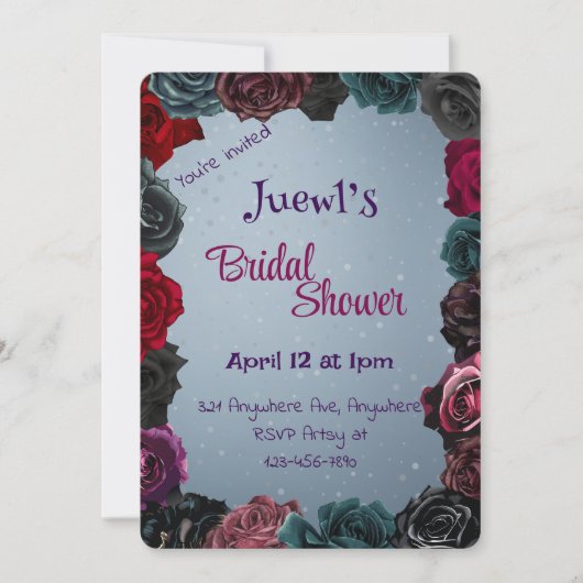 ブラック、ブルー、レッドローズ 招待状 (正面)