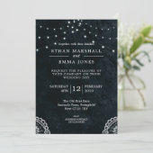 ブラック ブルー レース ライト ウェディング インビテーション (スタンド正面)