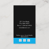 ブラック&ブルーQRコードビジネスロゴ 名刺 (裏面)