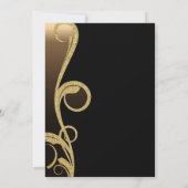 ブラック＆ブロンズゴールド モダン エレガント スワール ウェディング 招待状 (裏面)
