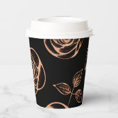 ブラック(ブロンズバラ模様) 紙コップ (裏面)