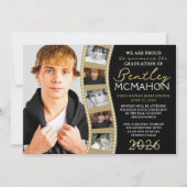 ブラック&ブロンズ写真フィルムストリップのグラッドアナウンス 招待状 (正面)