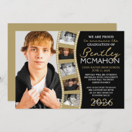 ブラック&ブロンズ写真フィルムストリップのグラッドアナウンス 招待状