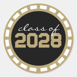 ブラック&ブロンズ金ゴールドフィルムストリップ卒業 ラウンドシール