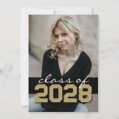 ブラック&ブロンズ金ゴールドフィルムストリップ5写真卒業 招待状 (裏面)