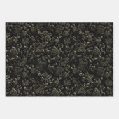 ブラック&ブロンズ金ゴールドムーンライトフローラつる植物 ラッピングペーパーシート (正面3)
