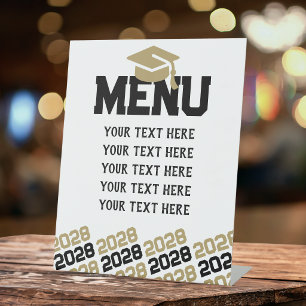 ブラック&ブロンズ金ゴールド卒業メニューパーティー 台座サイン