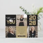 ブラック&ブロンズ金ゴールド3 Photo Gradation Thank You 招待状 (スタンド正面)